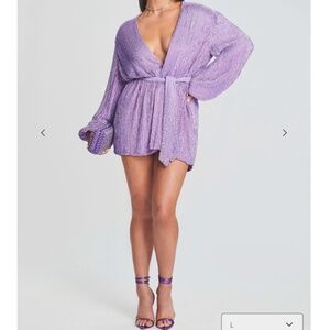 NWOT Retrofete Iridescent Lavender Sequin Robe Original Price $675 SZ: L